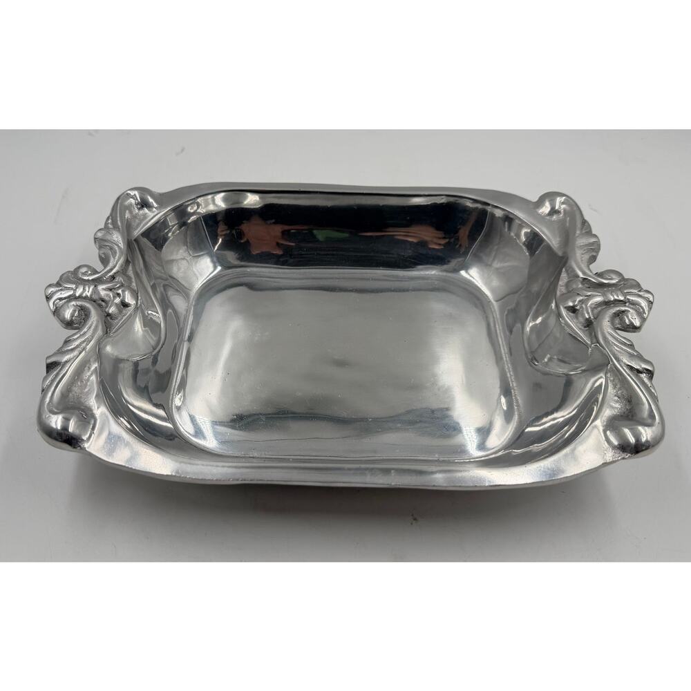 Vintage Mexican Aluminum Serving Dish/Tray with Flier de Lis Handles